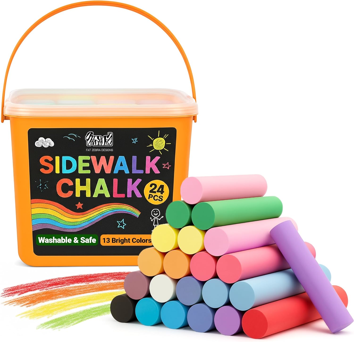 Kids Outdoor Chalkboard - 24 Tizas para Piso para Niños