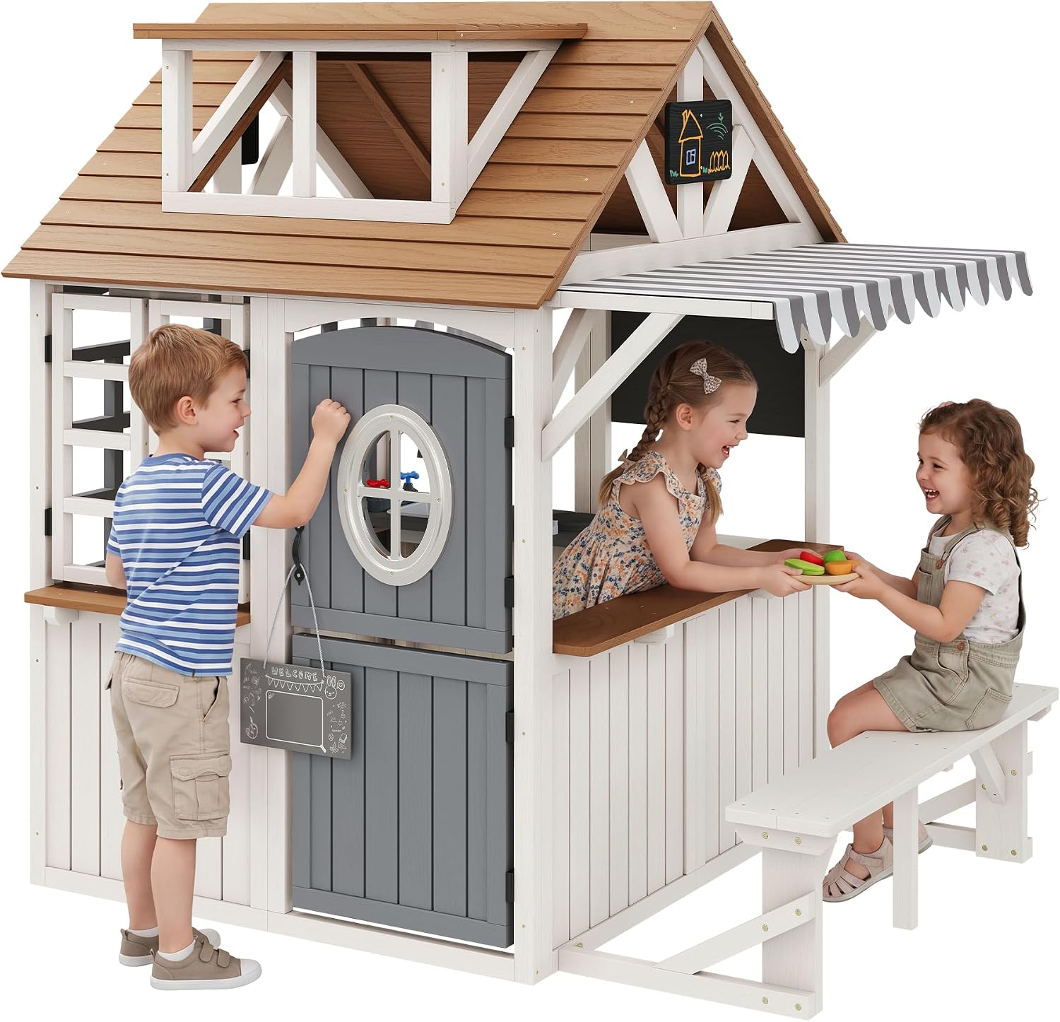 Kids Outdoor Chalkboard - Casa de Juegos Infantil para Exteriores