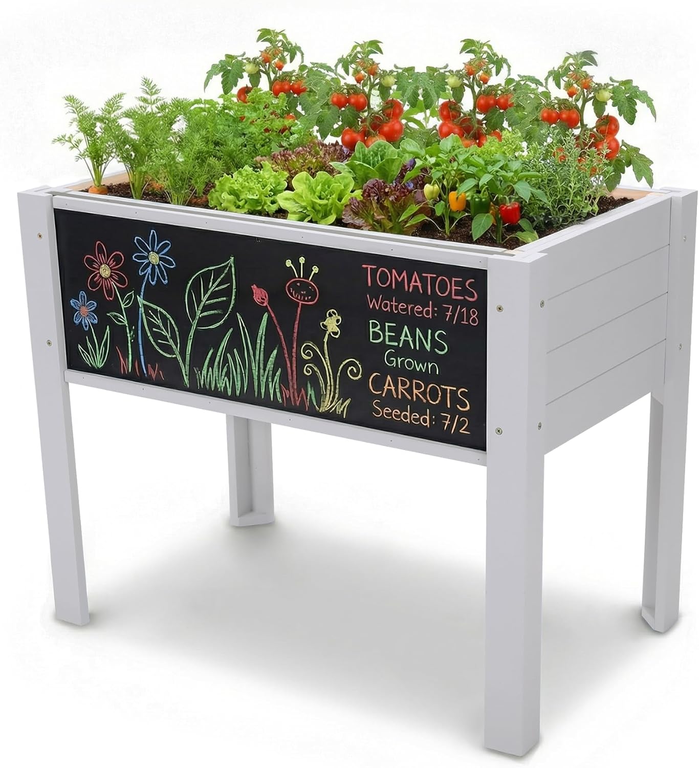 Kids Outdoor Chalkboard - Jardinera elevada de madera para niños