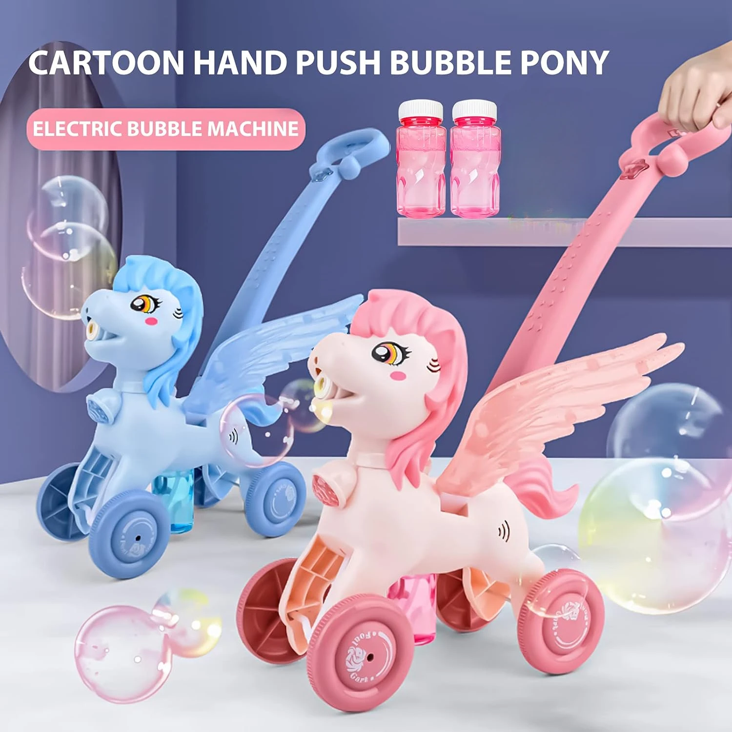 Kids Outdoor Lawn Mower - Máquina de burbujas de poni para