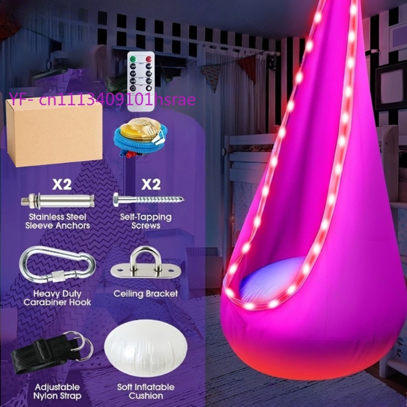 Kids Outdoor Hammock Swing - Hamaca Inflable LED Brillante, Silla Colgante