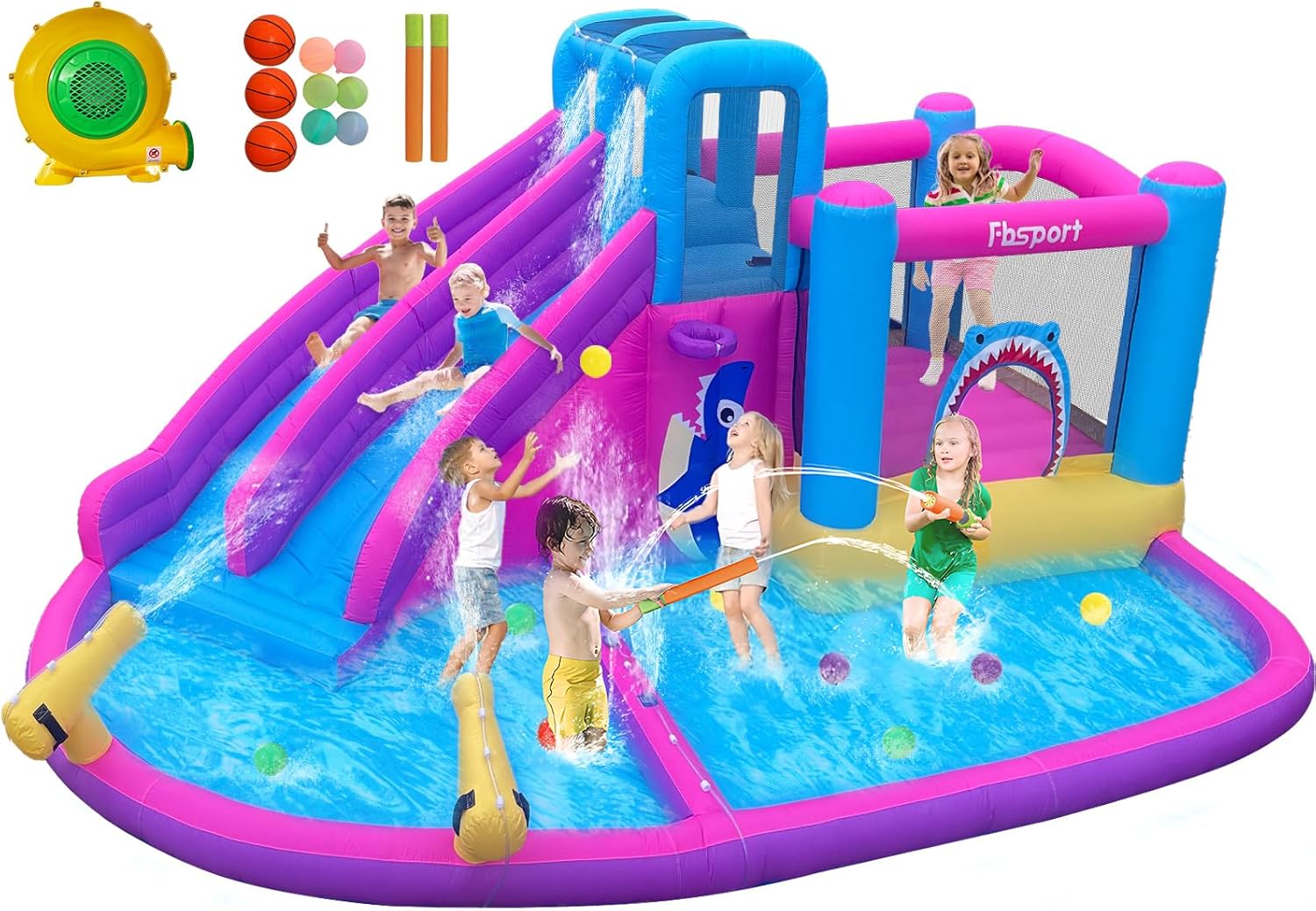 Kids Outdoor House - Castillo Inflable con Toboganes de Agua
