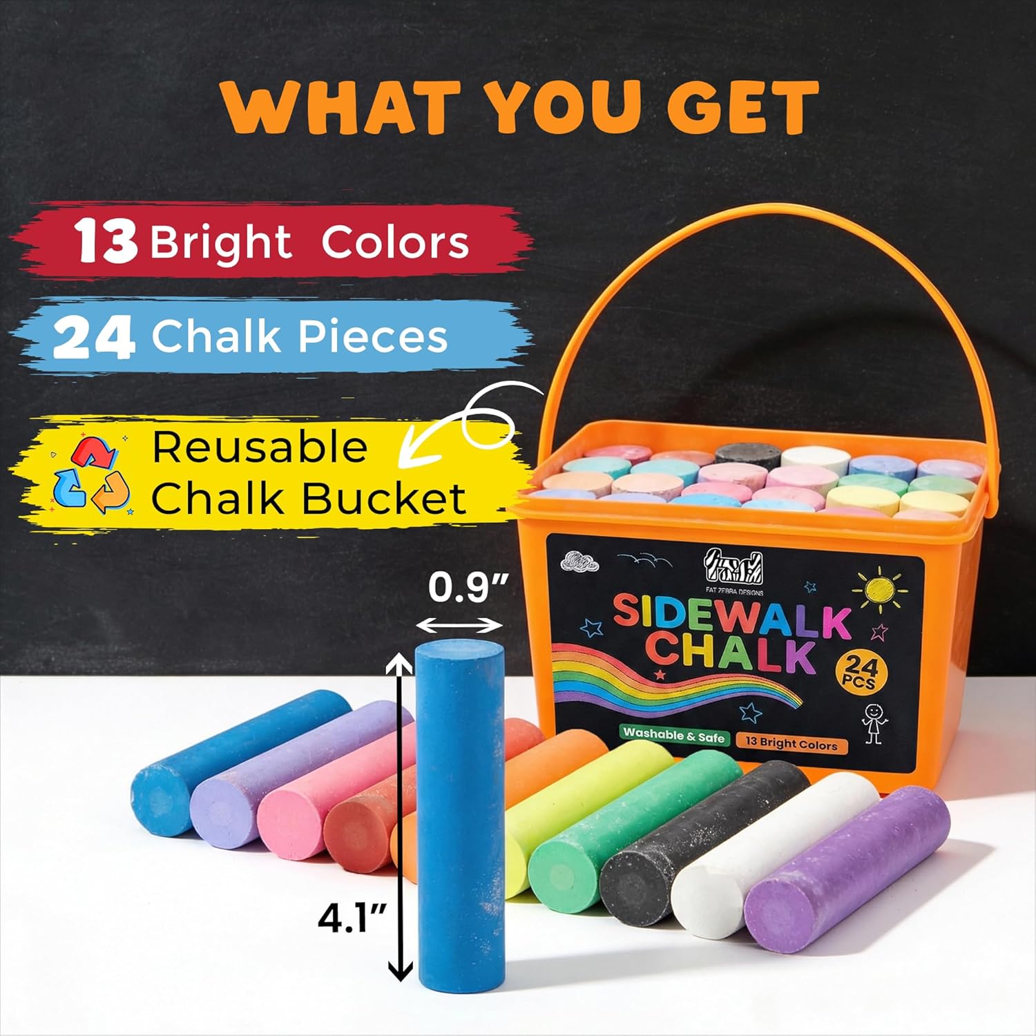 24 Tizas para Piso para Niños  - Kids Outdoor Chalkboard reseña y precio