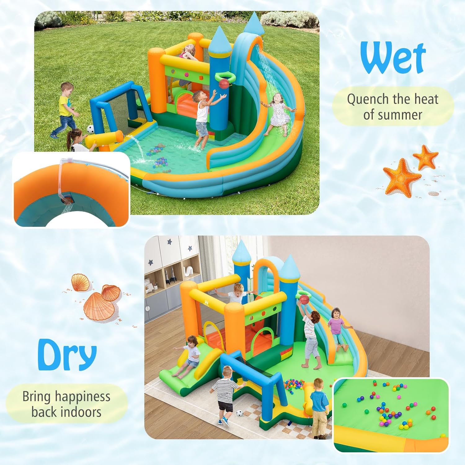 Castillo Inflable Acuático 9 e - Kids Outdoor House reseña y precio