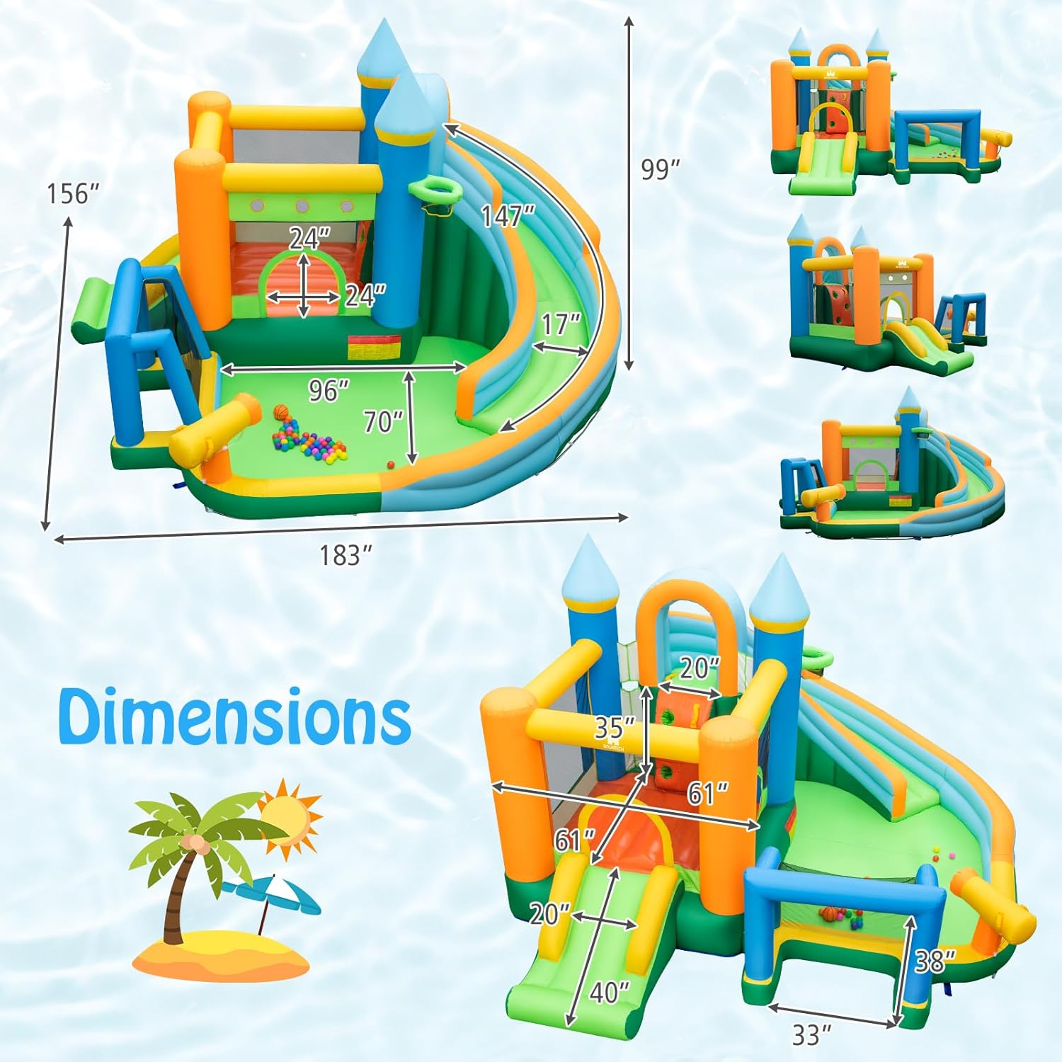 Castillo Inflable Acuático 9 e - Kids Outdoor House reseña y precio