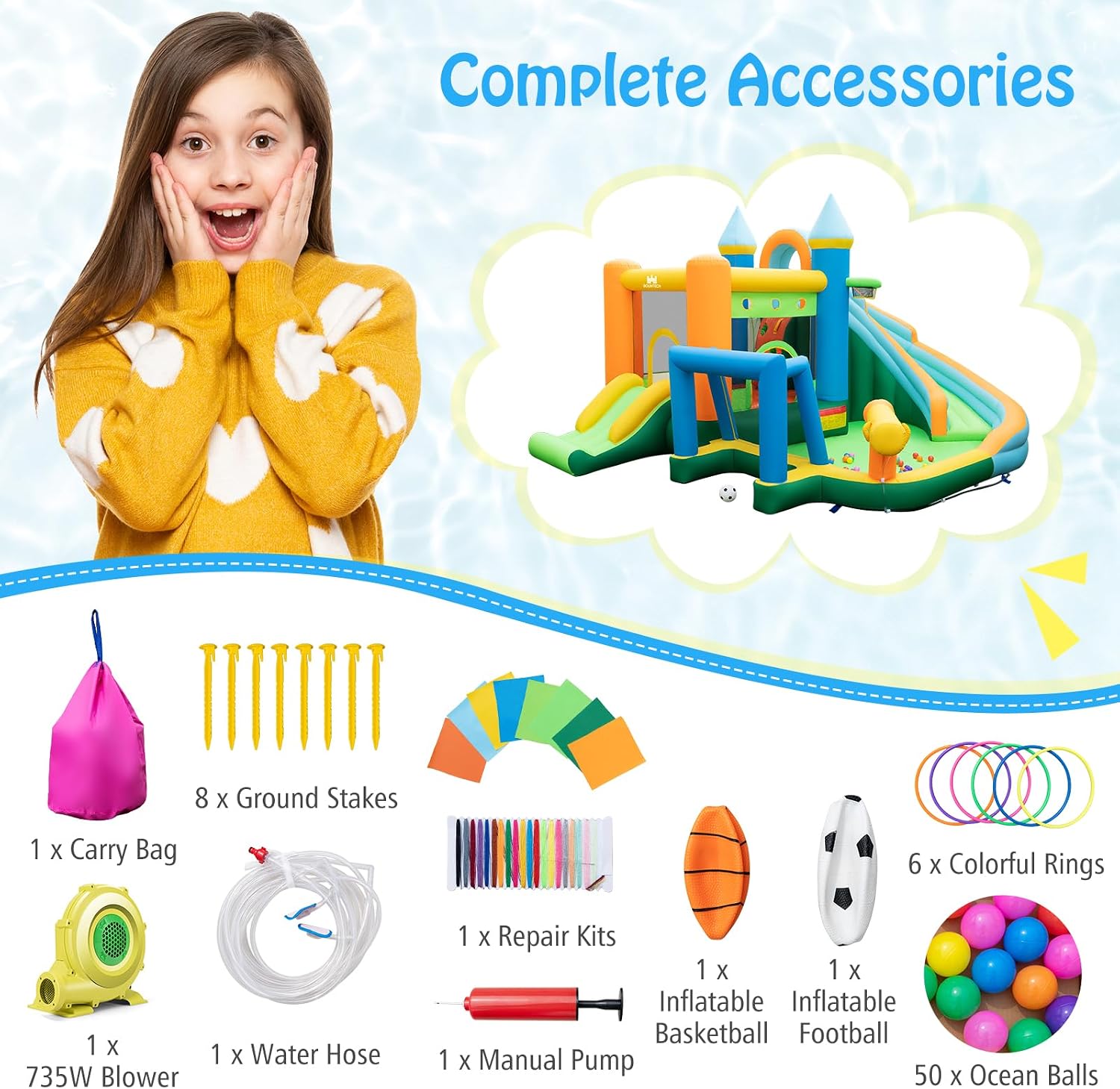 Castillo Inflable Acuático 9 e - Kids Outdoor House reseña y precio