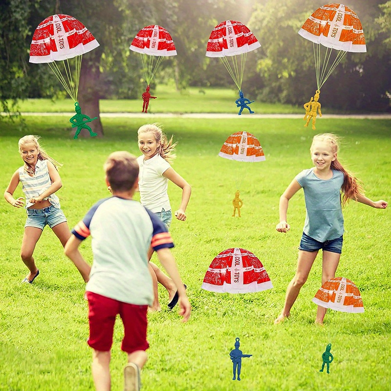 10/100 Uds juguetes de paracaí - Kids Outdoor Games Ideas reseña y precio