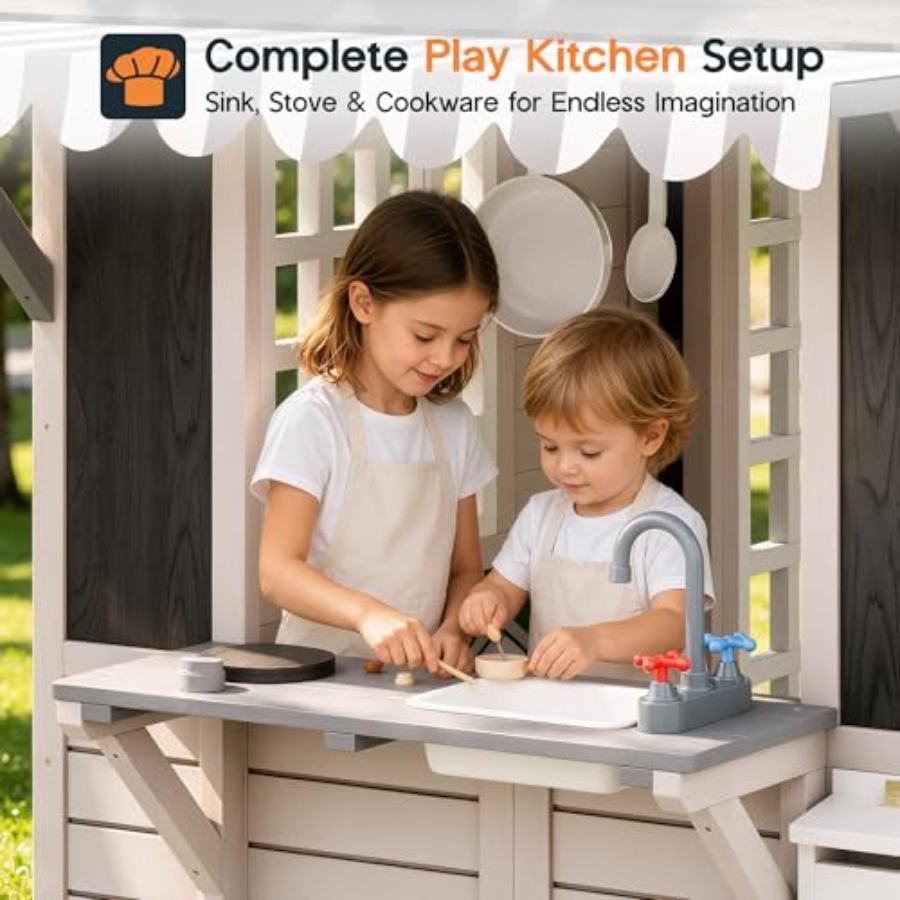 Casa de juegos de madera para  - Kids Outdoor Chalkboard reseña y precio