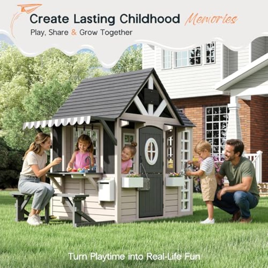 Casa de juegos de madera para  - Kids Outdoor Chalkboard reseña y precio